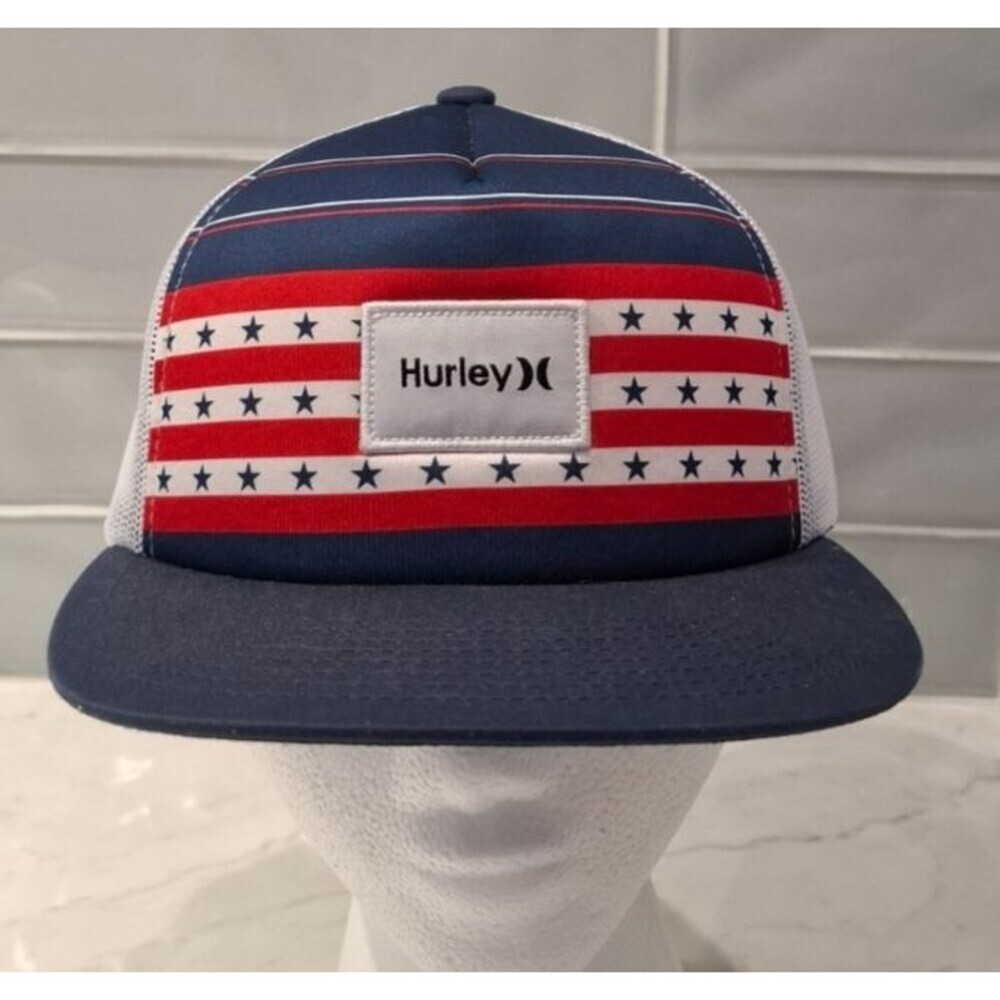 NEW~HURLEY Snap-Back Mesh American Theme Unisex Trucker Hat